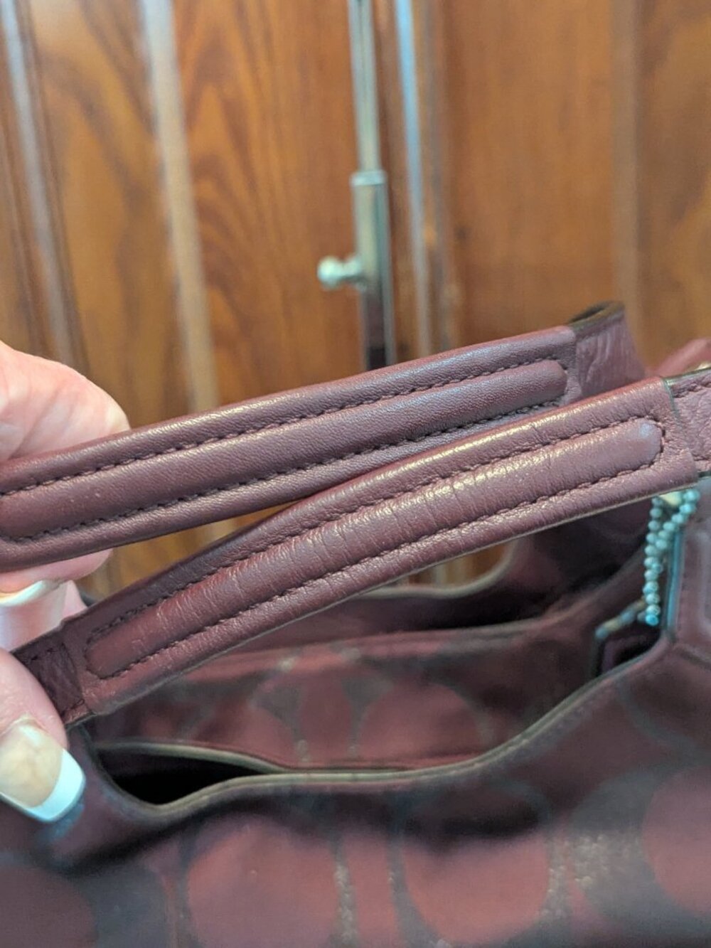 Coach Campbell F26245 Burgundy Signature Metallic Hobo Bag Burgundy - Picture 9 of 14